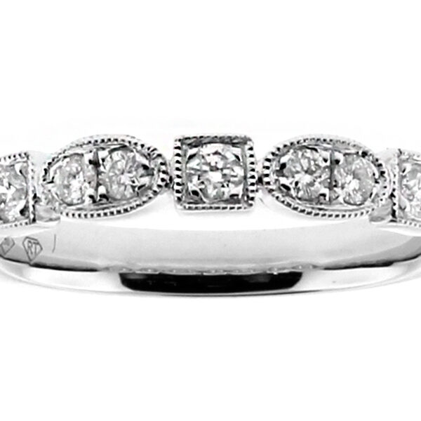 Stackable Oval and Square Design Ladies Ring Band in 18kt White Gold