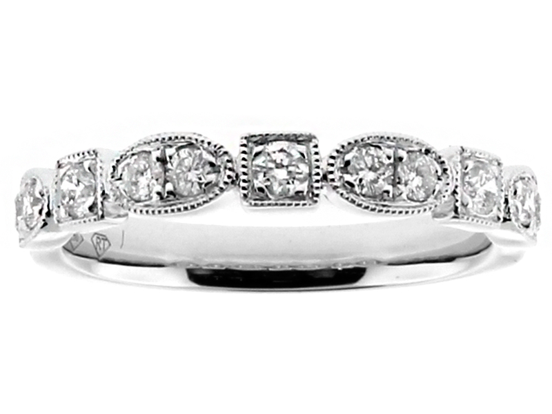 Stackable Oval and Square Design Ladies Ring Band in 18kt White Gold