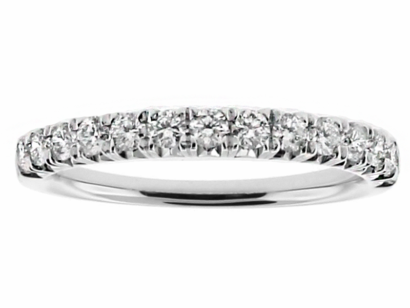 2.4mm 14 Stone Ladies Single Row Diamond Band Ring in 18kt White Gold
