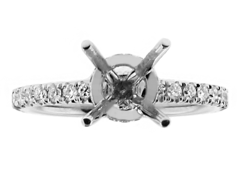 Halo Under the Stone Ladies Diamond Engagement Ring Semi Mount in 18kt White Gold
