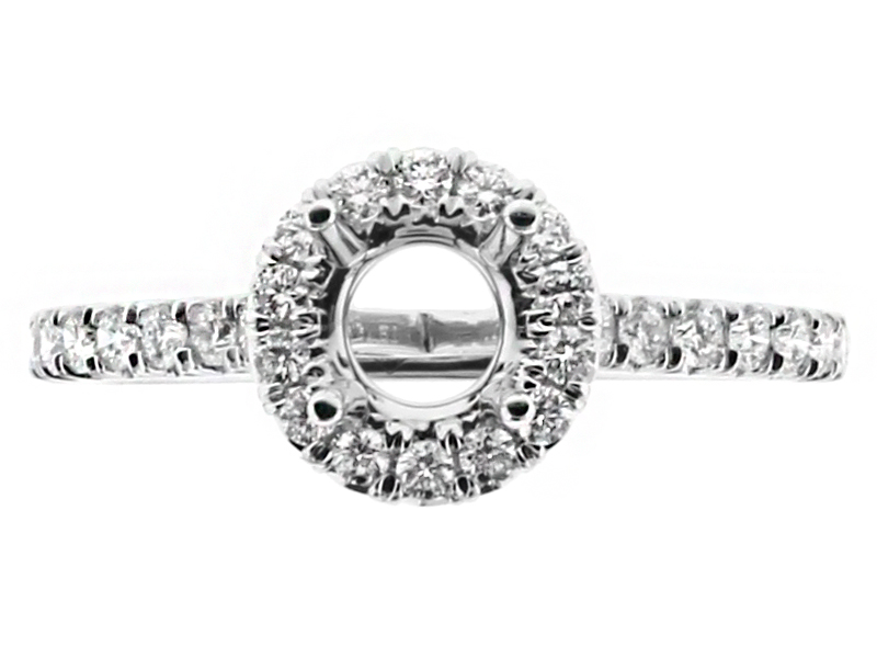 Diamond Round Halo Engagement Ring Semi Mount in 18kt White Gold