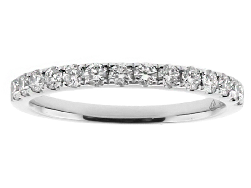 14 Stone Single Row 2mm Wide Ladies Diamond Band Ring in 18kt White Gold