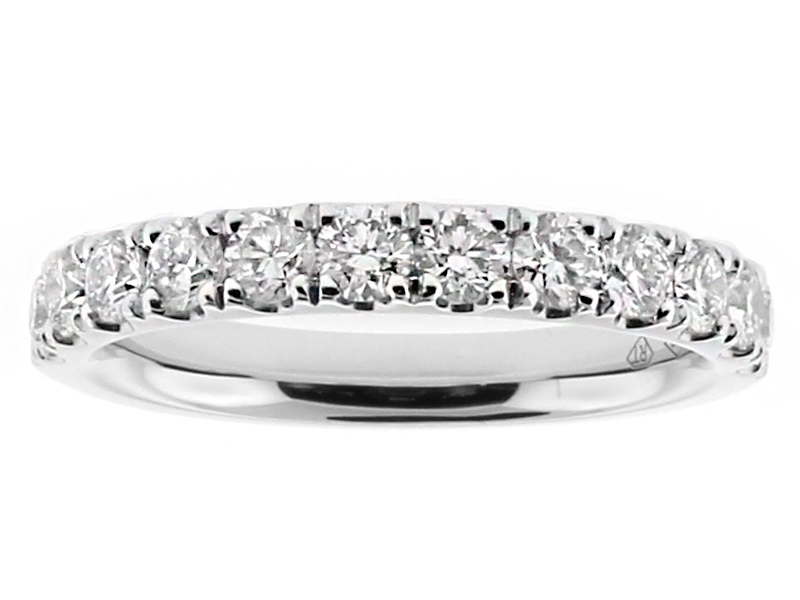 3mm Wide 12 Stone Ladies Diamond Wedding Band Ring in 18kt White Gold