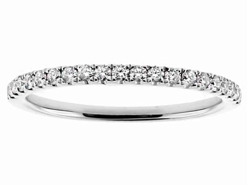 1.6mm Thin Single Row Diamond Ladies Wedding Band Ring in 18kt White Gold