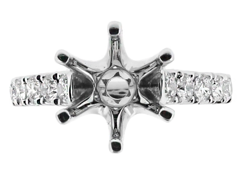 3mm Wide Single Row Diamond Engagement Ring Semi Mount in 18kt White Gold