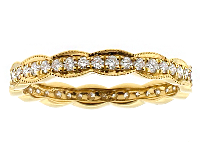 3mm Wide Single Row Eternity Band Ring in 18kt Yellow Gold