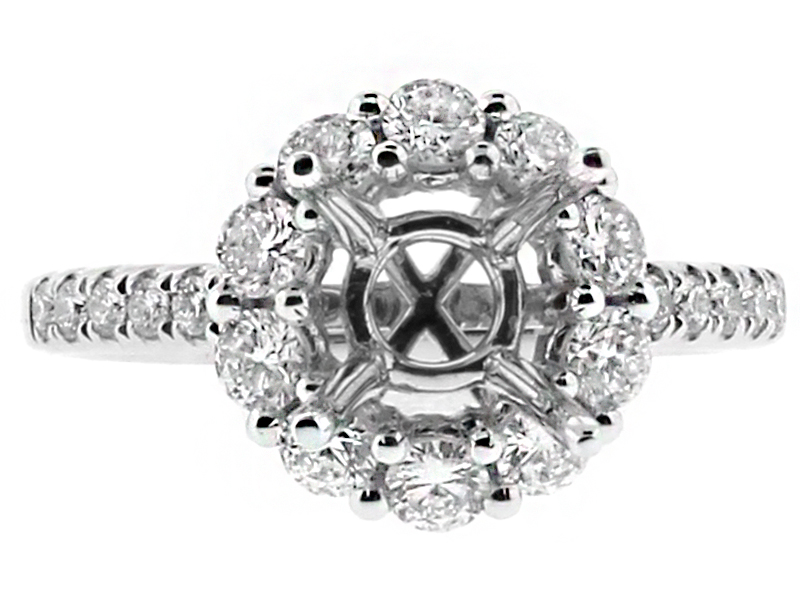 Circle Halo Engagement Ring Diamond Semi Mount in 18kt White Gold