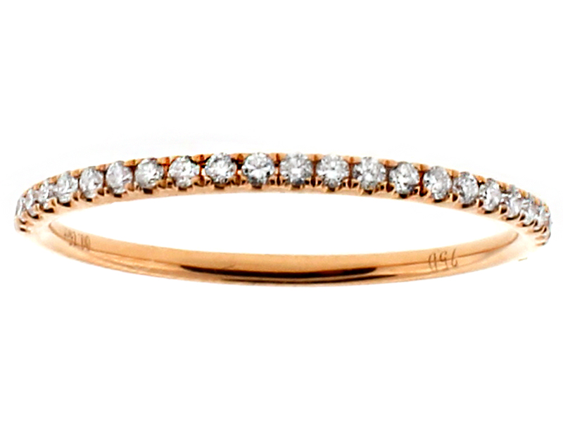 1.4mm Thin Single Row Diamond Wedding Band in 18kt Rose Gold