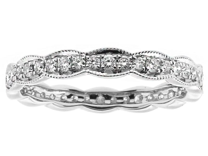 2.9mm Single Row Diamonds with Rounded Sides Eternity Ring in 18kt White Gold