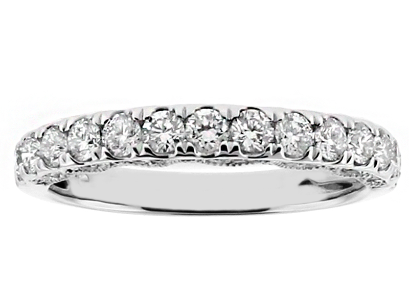 3mm Wide Single Row Diamond Wedding Band in 18kt White Gold