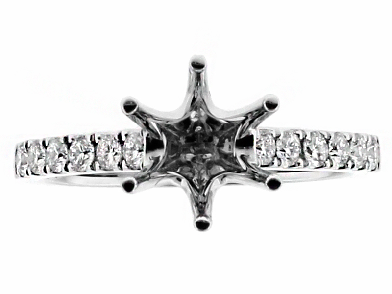 Single Row Diamond Engagement Ring Semi Mount in 18kt White Gold