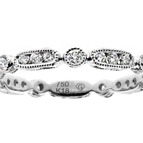 2.4mm Wide Ladies Stackable Diamond Eternity RIng in 18kt White Gold