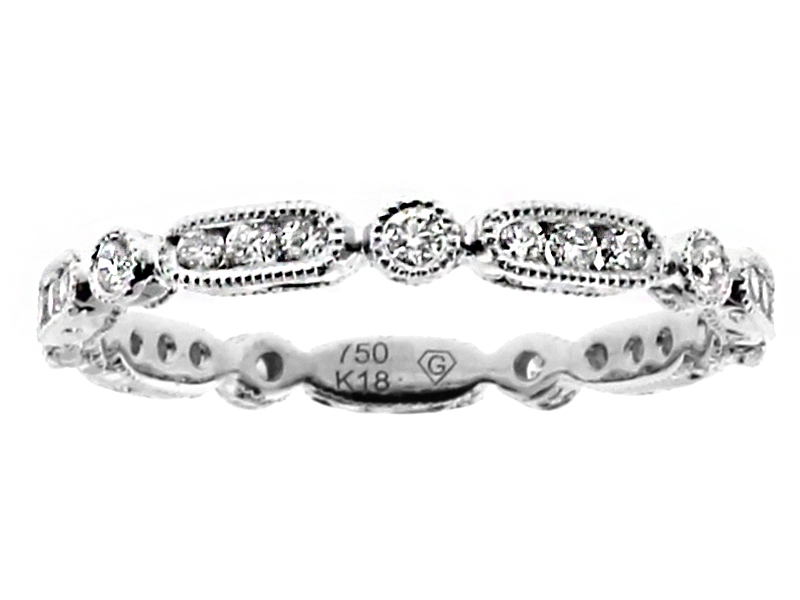 2.4mm Wide Ladies Stackable Diamond Eternity RIng in 18kt White Gold