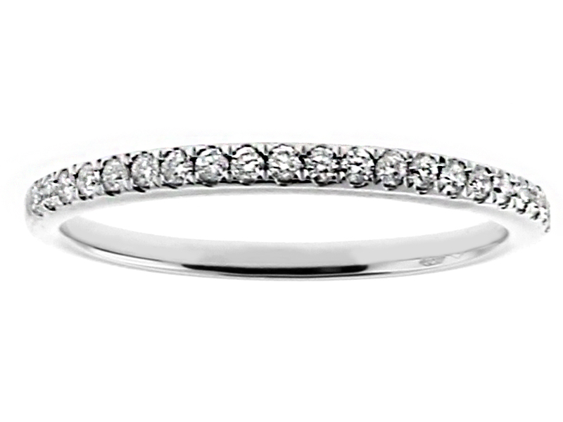 1.8mm Thin Diamond Wedding Ring Band in 18kt White Gold