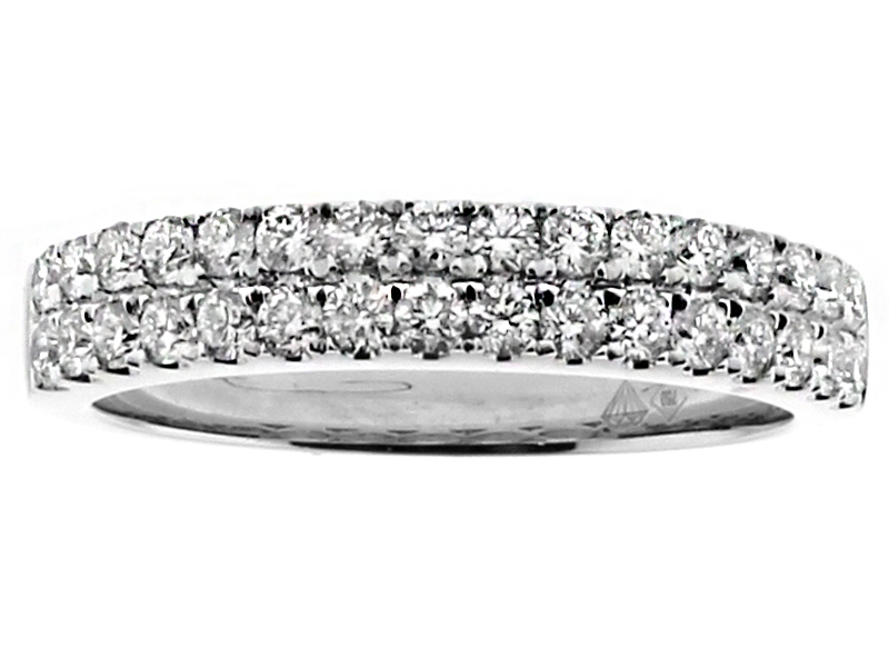 3.8mm Two Straight Row Diamond Wedding Band in 18kt White Gold