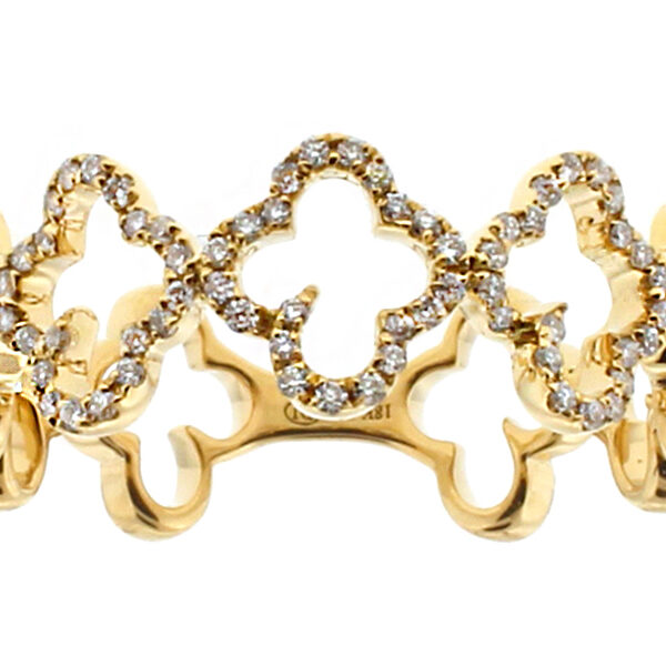 6.9mm Wide Open Clover Design Ladies Ring in 18kt Yellow Gold