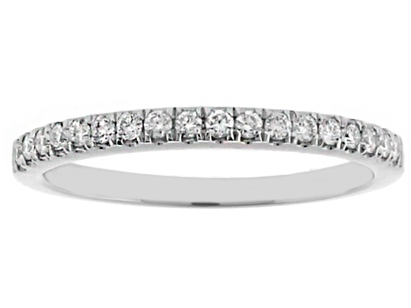 2mm Thin Single Row 18 Round Diamonds Wedding Band Ring in 18kt White Gold