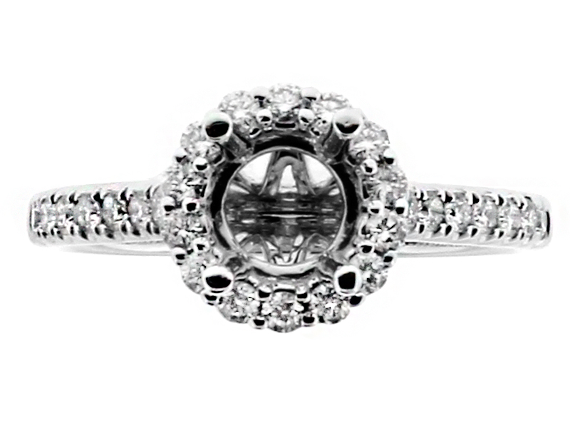 Round Halo, Blaze Design Under Halo, Engagement Ring Semi Mount