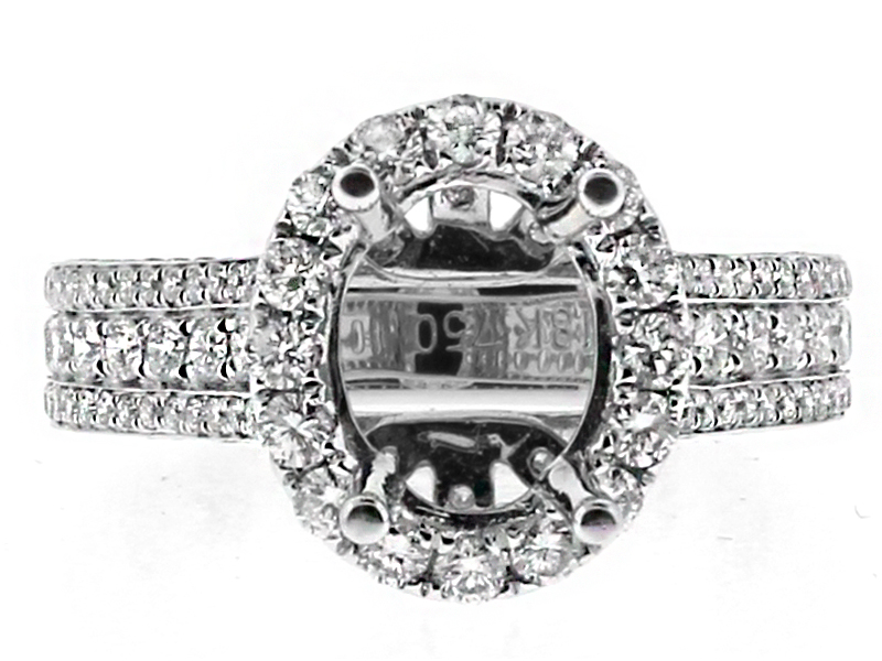 9x7mm Oval Halo, Diamonds in Every Angle, Engagement Ring Semi Mount