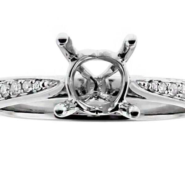 Very Thin Graduating Diamonds, Engagement Ring Semi Mount in 18kt White Gold