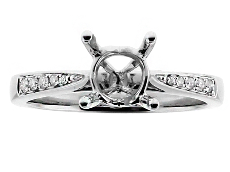 Very Thin Graduating Diamonds, Engagement Ring Semi Mount in 18kt White Gold