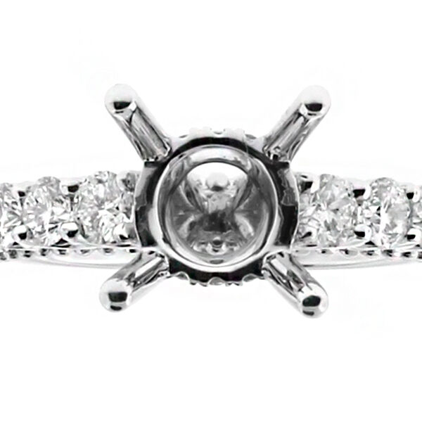 Single Row Diamond Shank, Ball Beading and Diamond Detail Side Profile, Engagement Ring Semi Mount