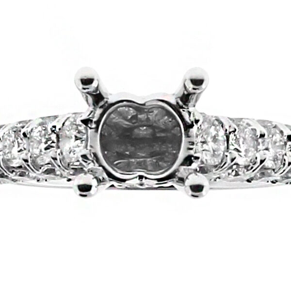 Diamonds in Front and Side Profile, Engagement Ring Semi Mount in 18kt White Gold