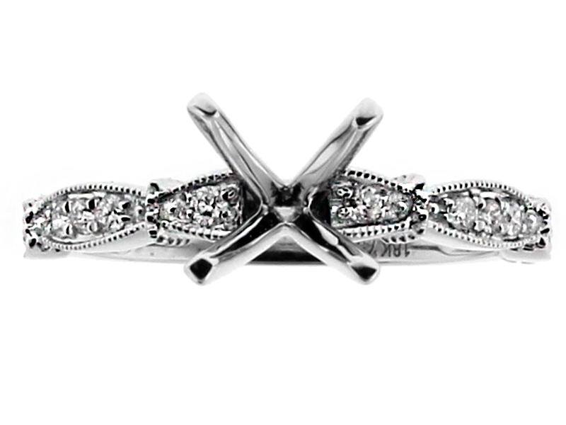 Round Diamonds Set in Marquise Shaped Patterns Diamond Engagement Ring Semi Mount