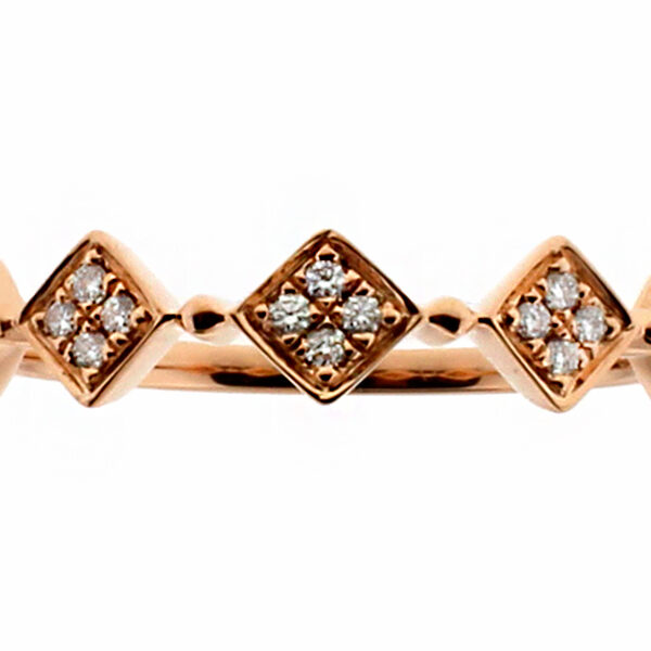 5 Sideway Squares, Ladies Stackable Diamond Ring in 18kt Rose Gold