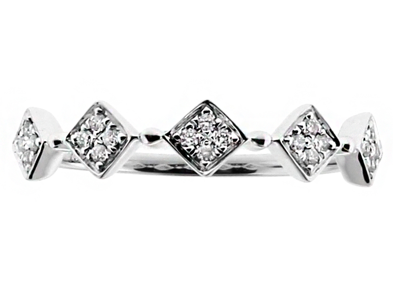 5 Sideway Squares, Ladies Stackable Diamond Ring in 18kt White Gold