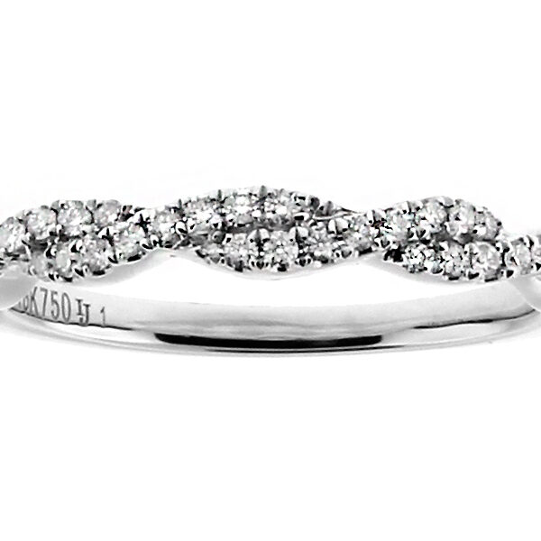 2.6mm Wide Diamond Closed Twist Ring Wedding Band in 18kt White Gold
