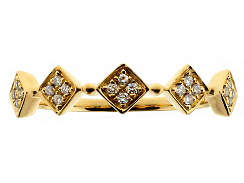 5 Sideway Squares, Ladies Stackable Diamond Ring in 18kt Yellow Gold