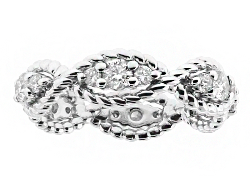 Diamond Filled Twisted Rope Infinity Design Eternity Ring in 18kt White Gold