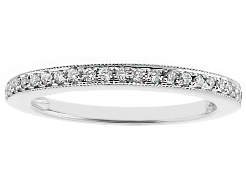 1.9mm Thin Single Row Diamond Ladies Wedding Band Ring in 18kt White Gold