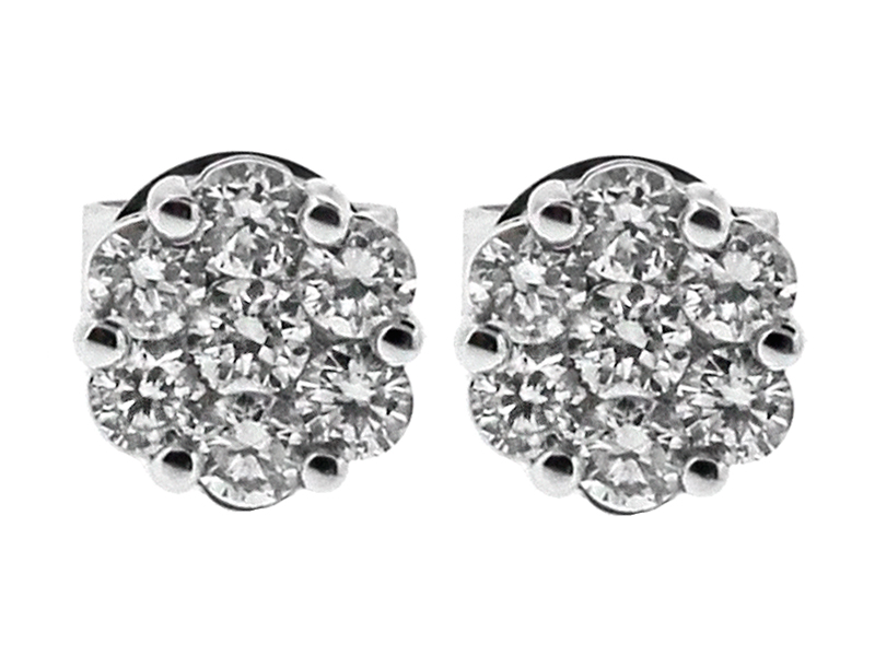 0.61ct Diamond Round Cluster Earrings in 18kt White Gold