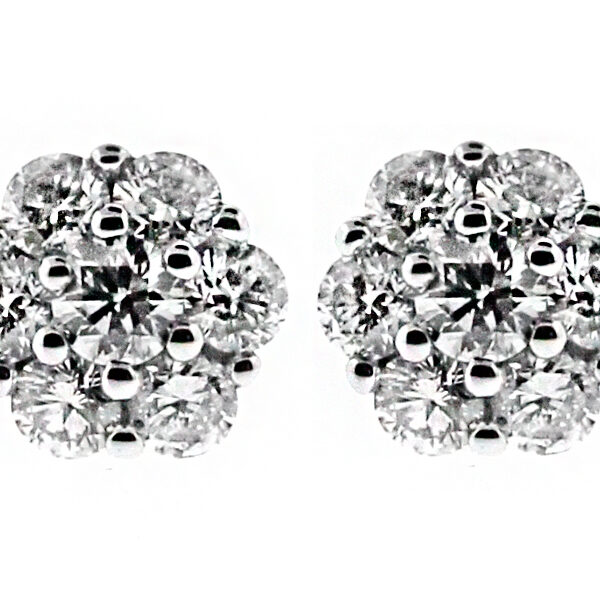 1.11ct Diamond 3D Cluster Earrings in 18kt White Gold