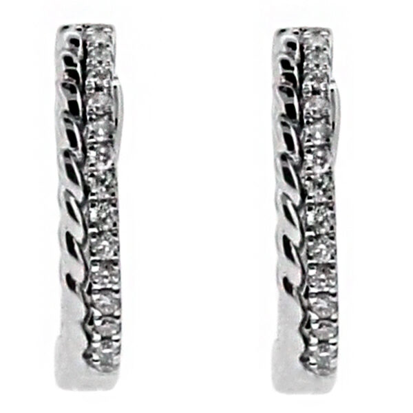 Small Diamond Thin Huggie Style Earring in 18kt White Gold