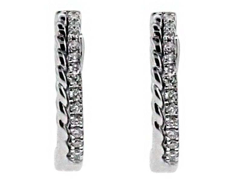 Small Diamond Thin Huggie Style Earring in 18kt White Gold