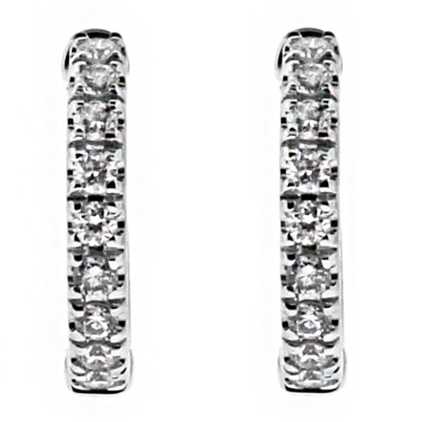 Small Diamond Thin Huggie Style Hoop Earring in 18kt White Gold
