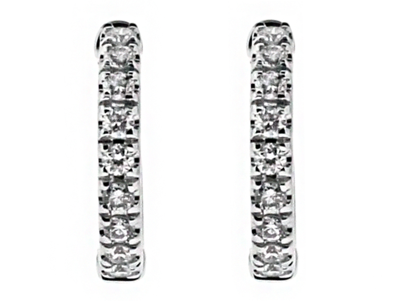 Small Diamond Thin Huggie Style Hoop Earring in 18kt White Gold