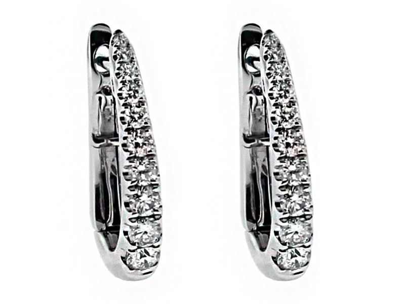 Small Graduating Diamond Thin Huggie Style Hoop Earring in 18kt White Gold