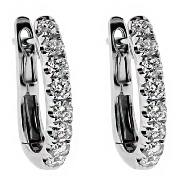 Diamond Thin Huggie Style Hoop Earring in 18kt White Gold