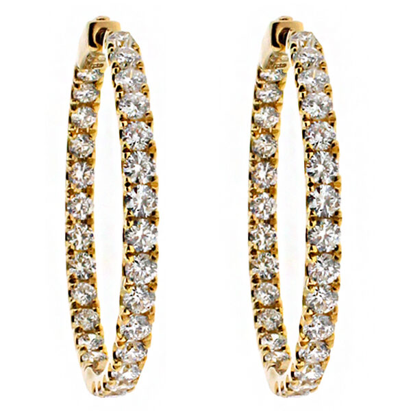 Thin Diamond Inside Outside Circle Hoop Earrings 18kt Yellow Gold