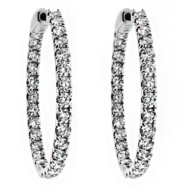Diamond Inside Outside Circle Hoop Earrings 18kt White Gold