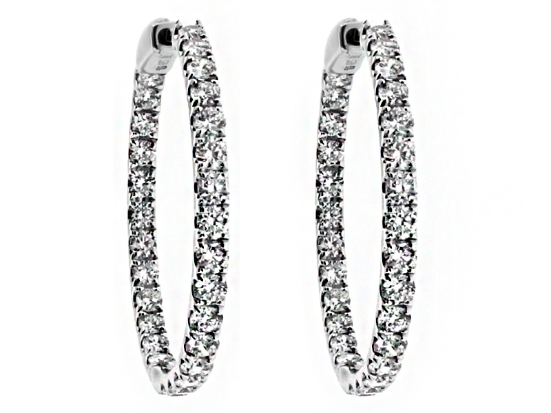 Diamond Inside Outside Circle Hoop Earrings 18kt White Gold