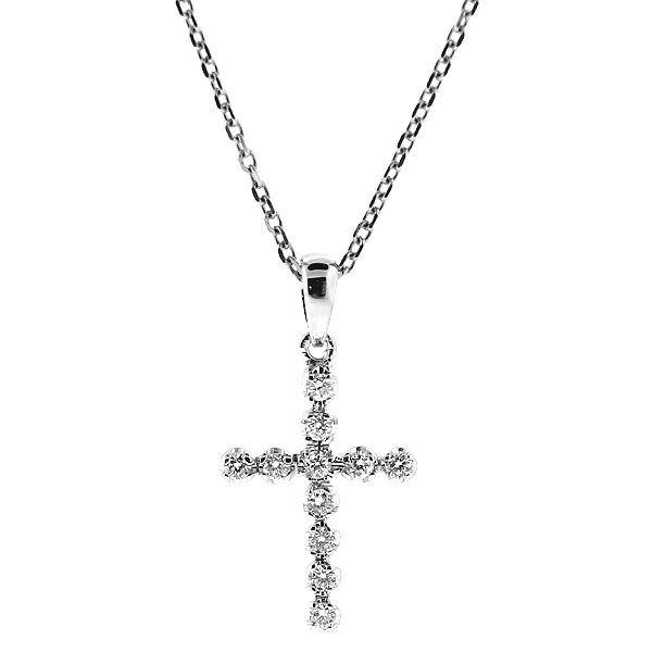 11 Stone Diamond Cross in 18kt White Gold