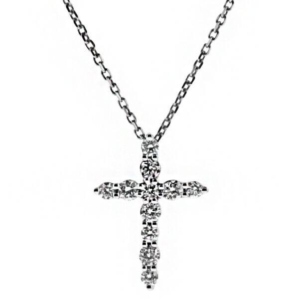 11 Stone Diamond Cross in 18kt White Gold