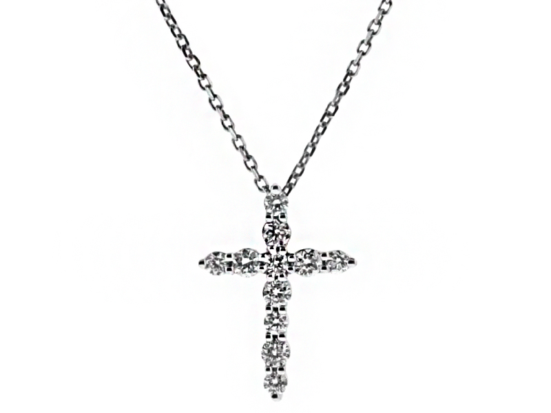 11 Stone Diamond Cross in 18kt White Gold