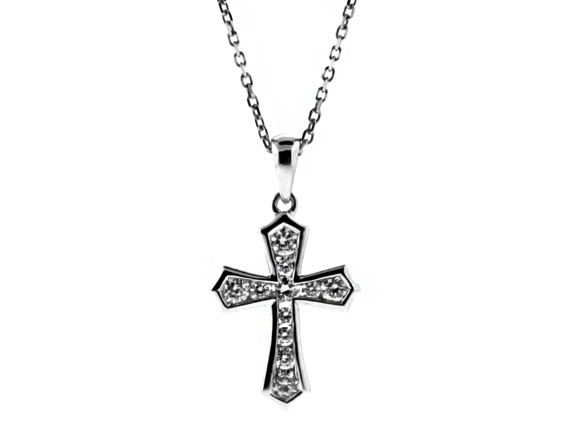 Graduating Channel Set Diamond Cross in 18kt White Gold