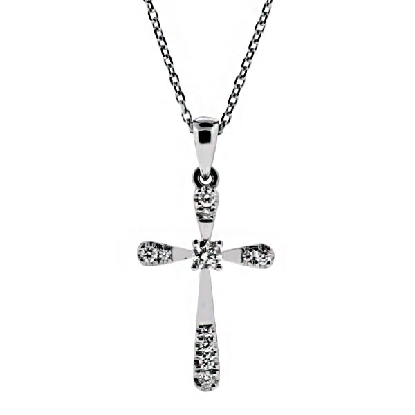 Gold and Diamond Cross in 18kt White Gold